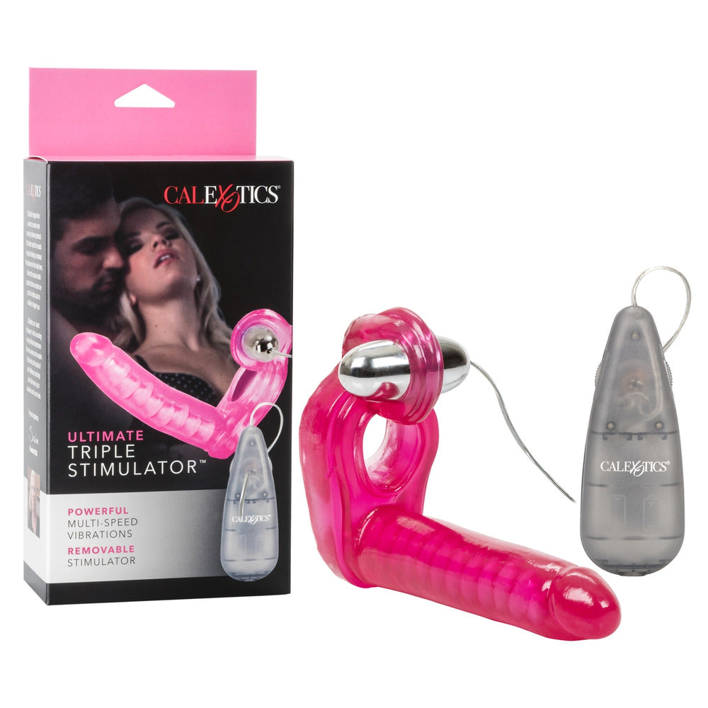 Ultimate Triple Stimulator Vibrating Cock Ring With Dong - UABDSM