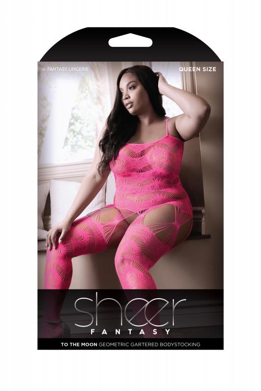 To The Moon Jarretel Catsuit - Neon Pink - UABDSM