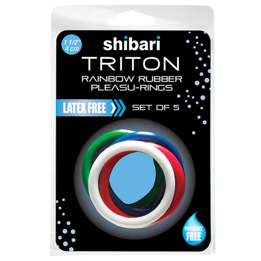 Shibari Triton Rainbow Rubber Pleasure Rings-Assorted Colors (5 packs) Shibari Triton Rainbow Rubber Pleasure Rings-Assorted Colors (5 packs) - UABDSM