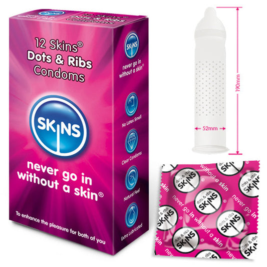 Skins Condoms Dots And Ribs 12 Pack Skins Condoms Dots And Ribs 12 Pack - UABDSM
