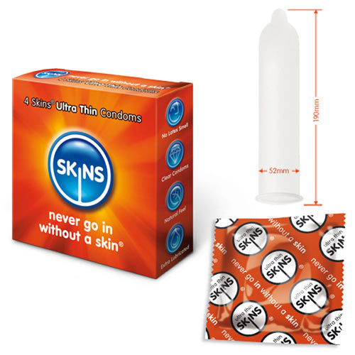 Skins Condoms Ultra Thin 4 Pack Skins Condoms Ultra Thin 4 Pack - UABDSM