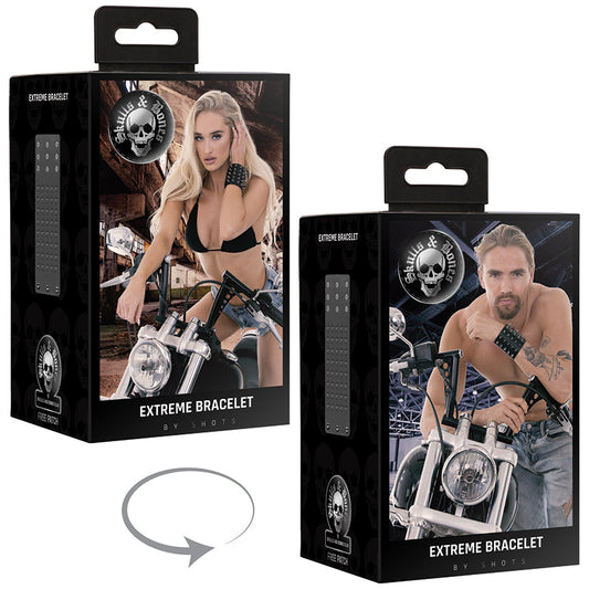 Ouch Skulls & Bones Spiked Extreme Bracelet-Black Ouch Skulls & Bones Spiked Extreme Bracelet-Black - UABDSM