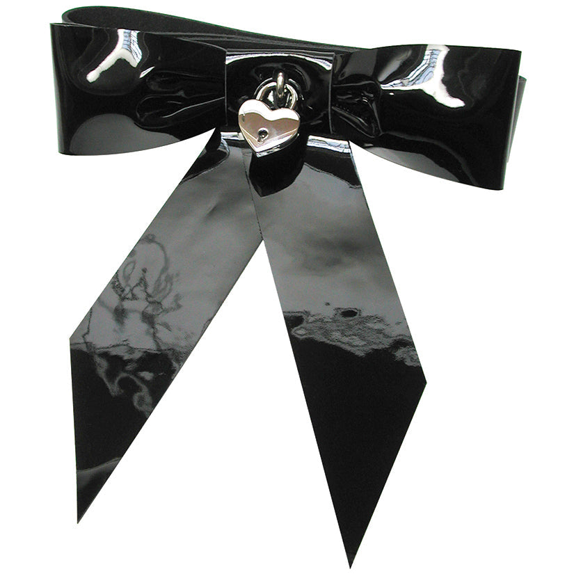 Patent Leather Bow Wrist Restraint Black - UABDSM