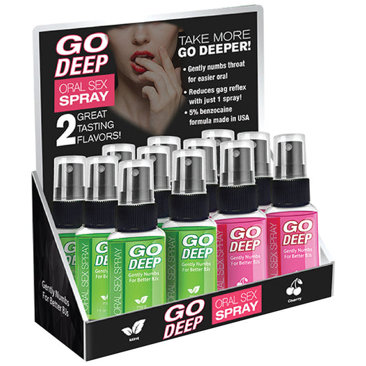 Go Deep Oral Sex Spray - 12 Piece p.o.p Display Go Deep Oral Sex Spray - 12 Piece p.o.p Display - UABDSM