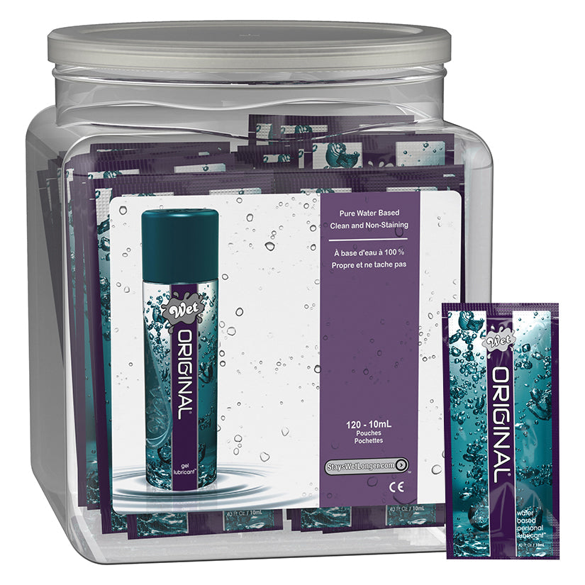 Wet Original Lubricant Display - 144 Pc Fishbowl - 10 ml Pouches - UABDSM