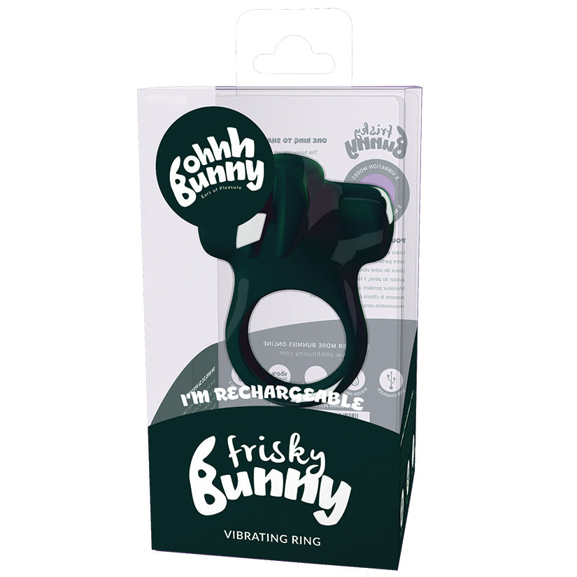 ohhh Bunny Frisky Vibrating Ring-Black Pearl - UABDSM