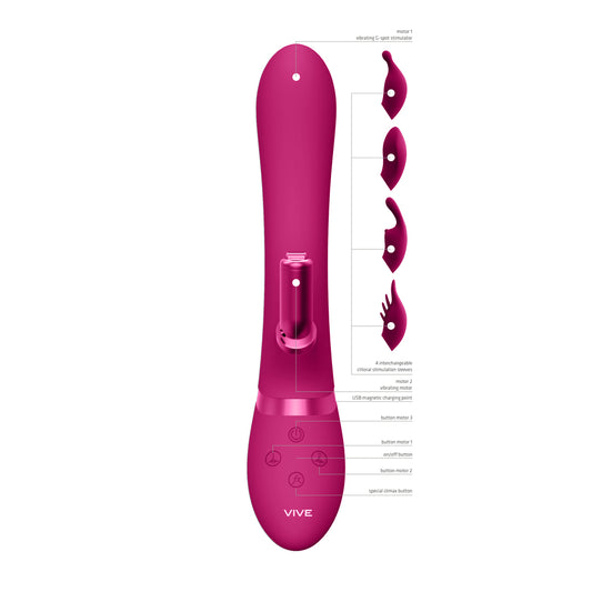 Vive Chou Double Action Interchangeable Rabbit Vibrator Pink - UABDSM