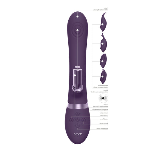 Vive Etsu Interchangeable Rabbit Vibrator Purple - UABDSM