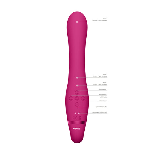Vive Suki Triple Action Strapless Strap On Vibrator Pink - UABDSM