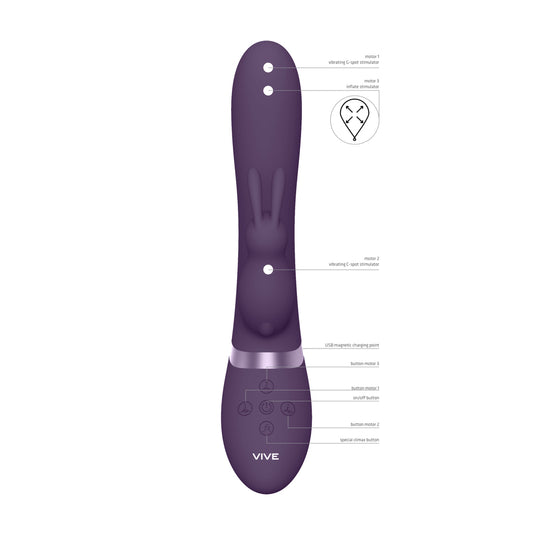 Vive Taka Triple Action Automatic Inflatable Vibrator Purple - UABDSM