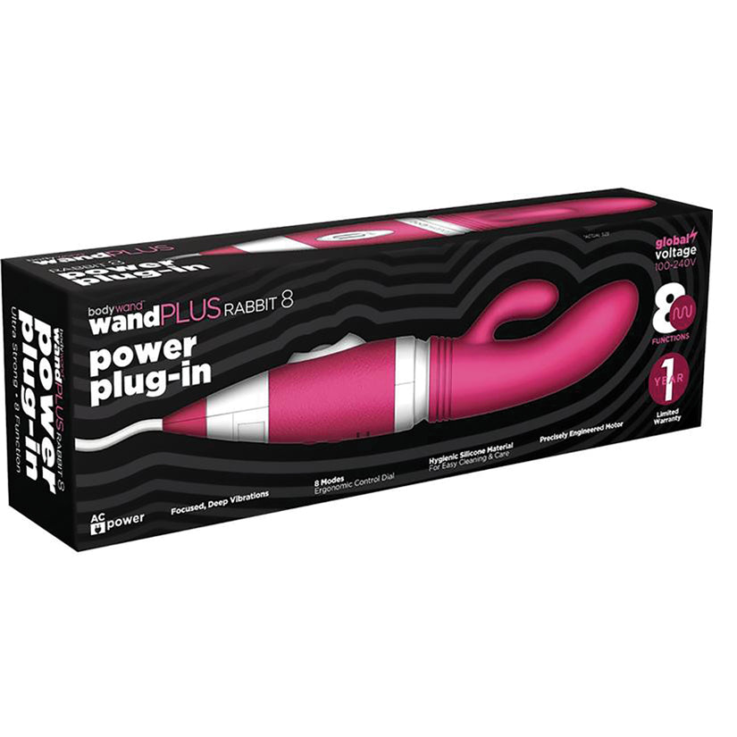 Bodywand Wand Plus Rabbit 8 Power Plug-in Silicone Vibe - Pink - UABDSM