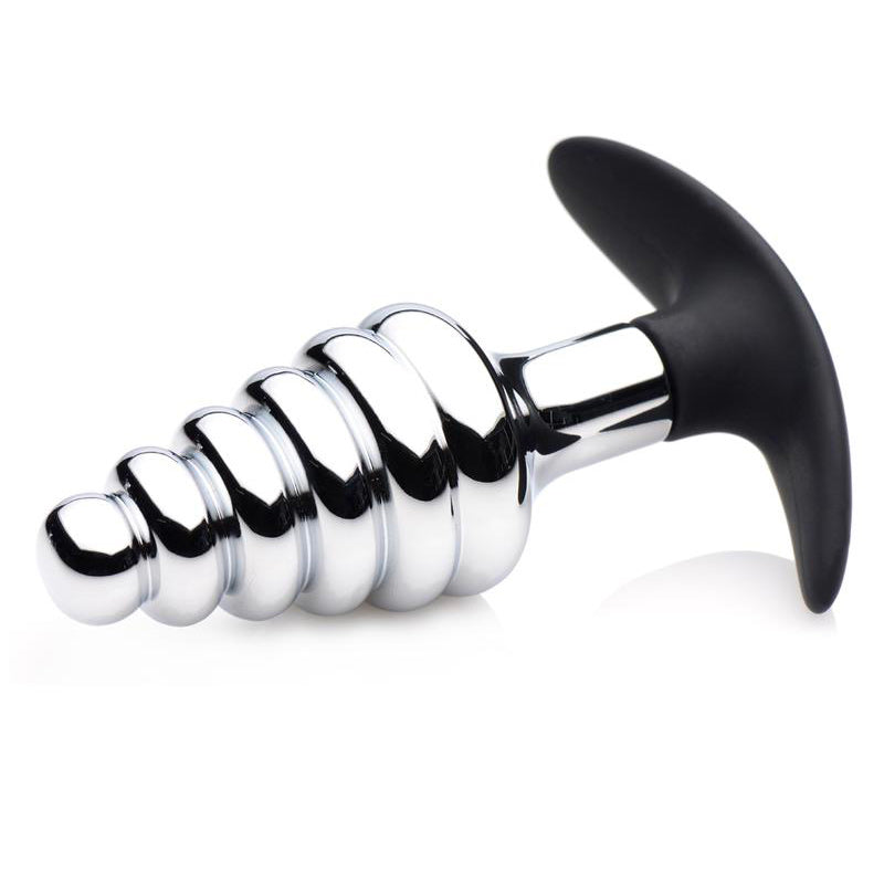 Master Series Dark Hive Metal And Silicone Ribbed Anal Plug - UABDSM