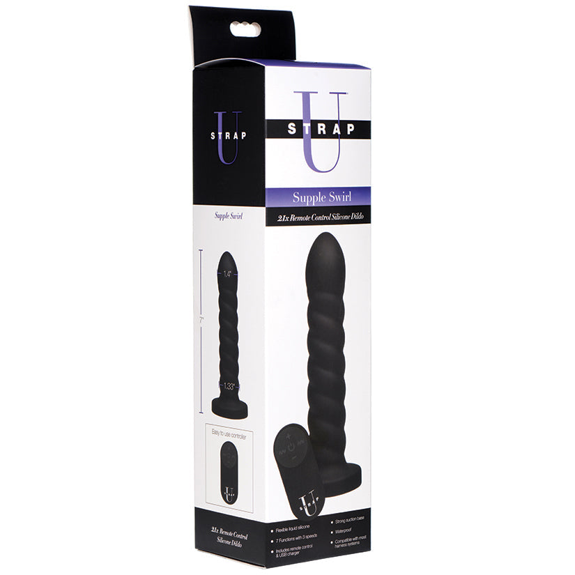 Strap U Supple Swirl 21X Remote Control Silicone Dildo - UABDSM