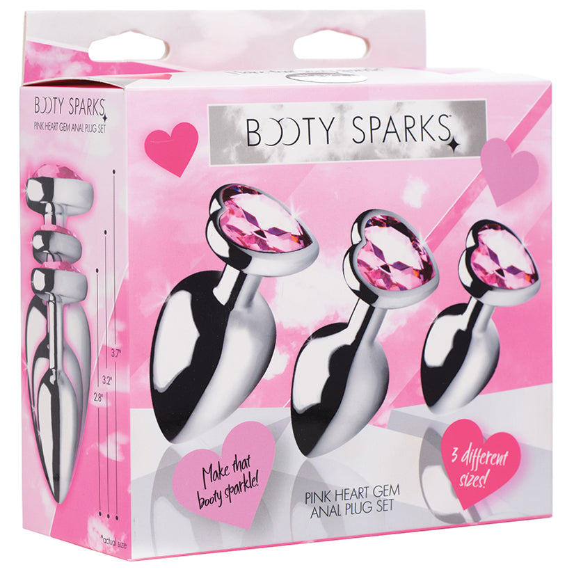 Booty Sparks Pink Heart Gem Anal Plug Set - UABDSM