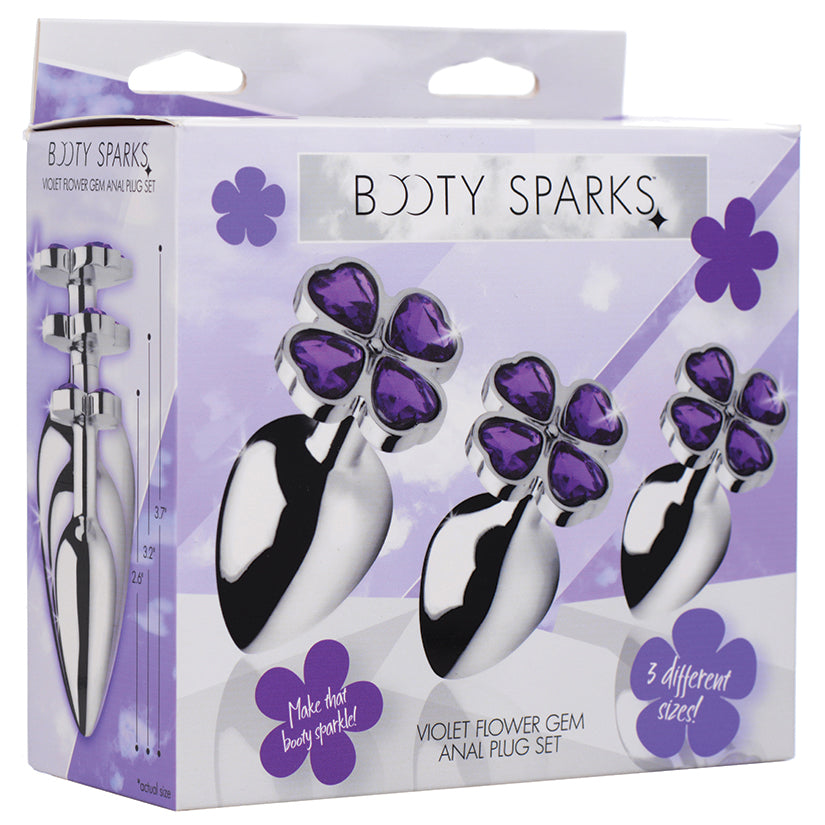 Booty Sparks Violet Flower Gem Anal Plug Set - UABDSM