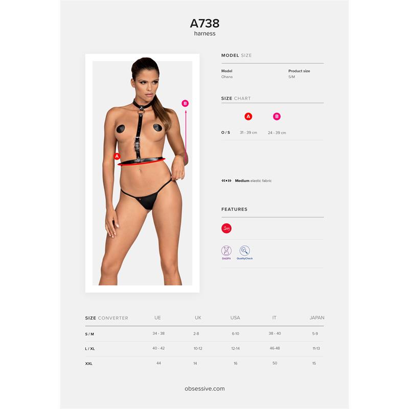 A738 Bondage Harness One Size Adjustable - UABDSM