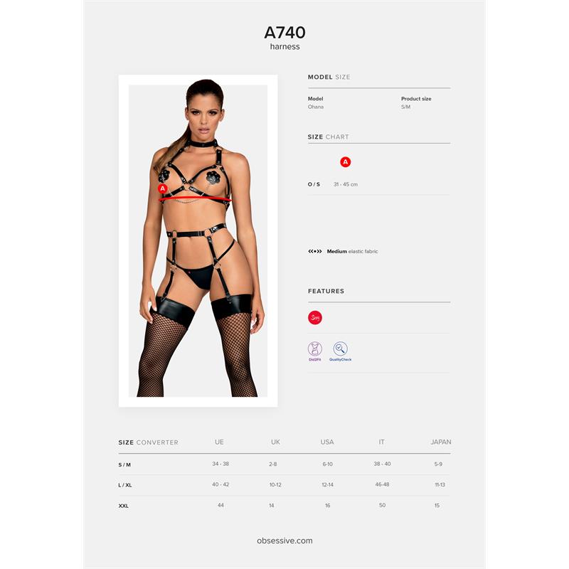 A740 Chest Harness for Bondage One Size Adjustable - UABDSM