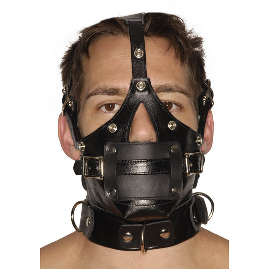 Strict Leather Premium Muzzle with Blindfold and Gags - UABDSM