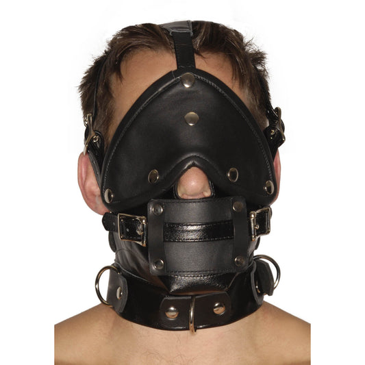 Strict Leather Premium Muzzle with Blindfold and Gags Strict Leather Premium Muzzle with Blindfold and Gags - UABDSM