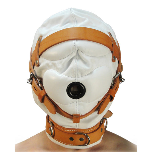 Total Sensory Deprivation White Leather Hood - MediumLarge - UABDSM