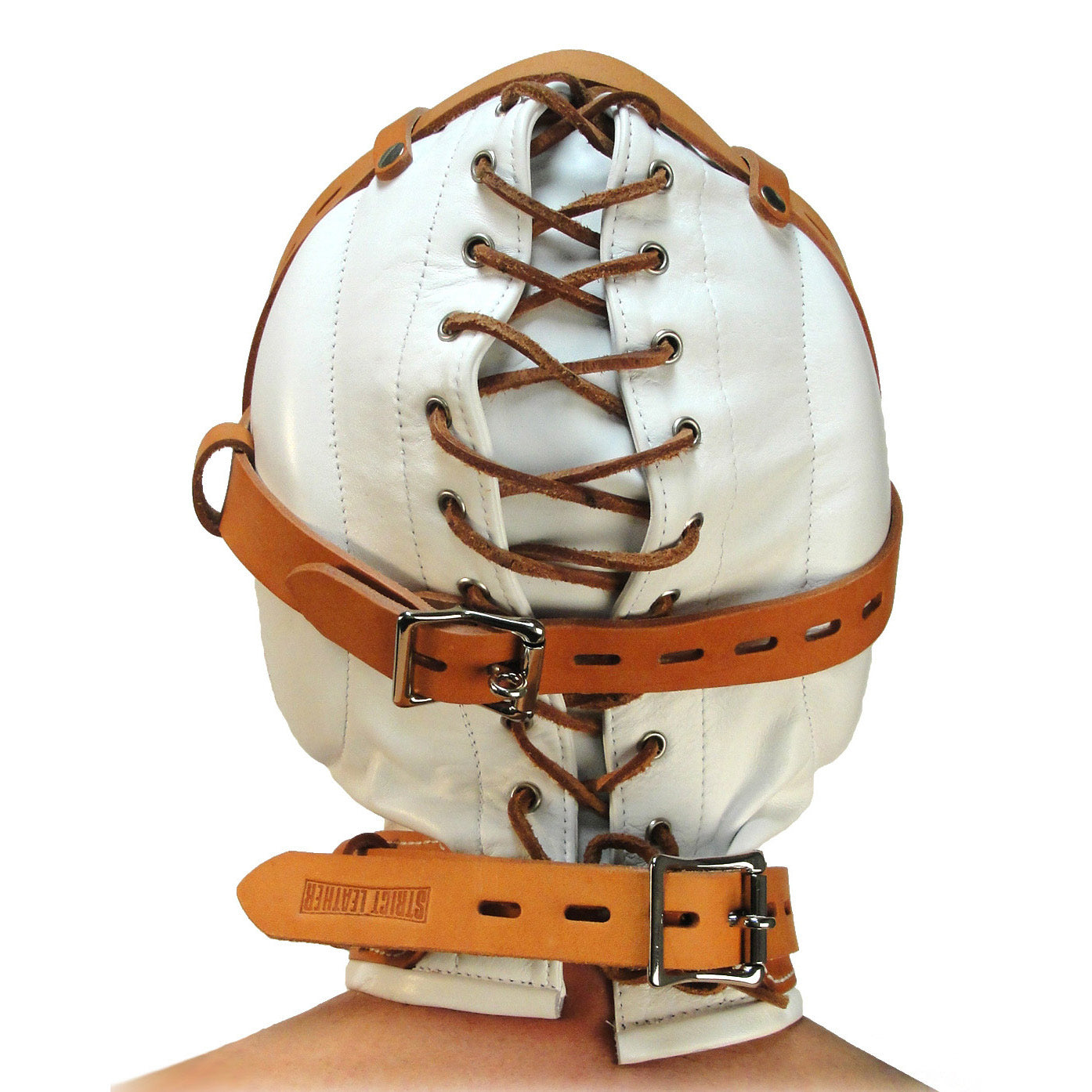 Total Sensory Deprivation White Leather Hood - SmallMedium - UABDSM