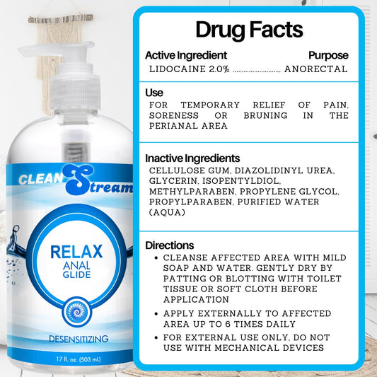 Clean Stream Relax Desensitizing Anal Lube 17 oz - UABDSM