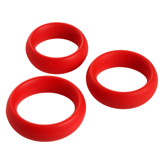 3 Piece Silicone Cock Ring Set - Red 3 Piece Silicone Cock Ring Set - Red - UABDSM