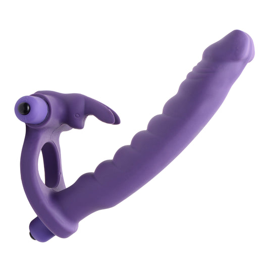 Double Delight Dual Penetration Vibrating Rabbit Cock Ring - UABDSM