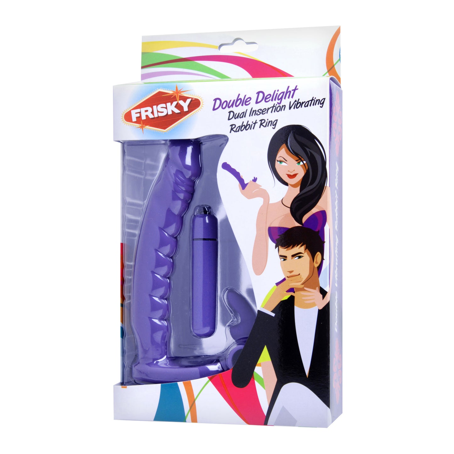Double Delight Dual Penetration Vibrating Rabbit Cock Ring - UABDSM