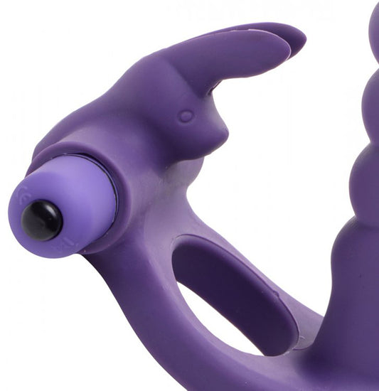 Double Delight Dual Penetration Vibrating Rabbit Cock Ring - UABDSM