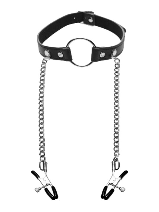 Seize O-Ring Gag With Nipple Clamps Seize O-Ring Gag With Nipple Clamps - UABDSM