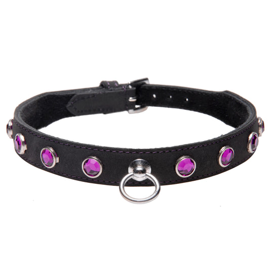 Leather Rhinestone Collar- Amethyst Leather Rhinestone Collar- Amethyst - UABDSM