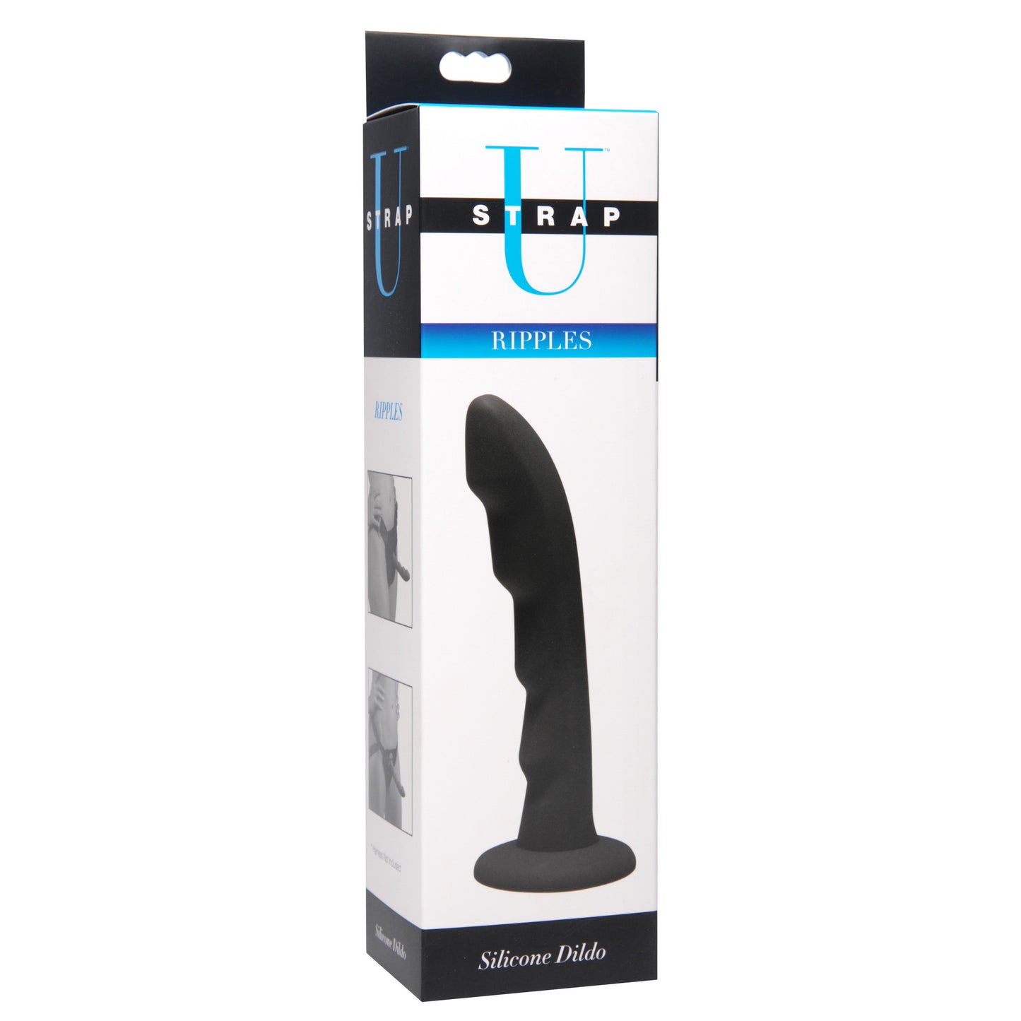 Ripples Silicone Strap On Harness Dildo- Black - UABDSM