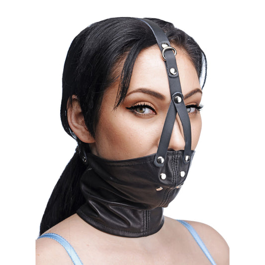 Leather Neck Corset Harness with Stuffer Gag Leather Neck Corset Harness with Stuffer Gag - UABDSM