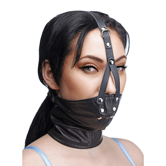 Leather Neck Corset Harness with Stuffer Gag - UABDSM