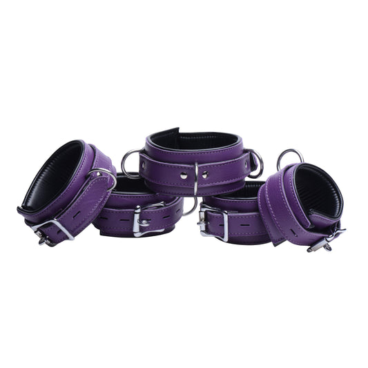 Purple 5 Piece Locking Leather Bondage Set Purple 5 Piece Locking Leather Bondage Set - UABDSM
