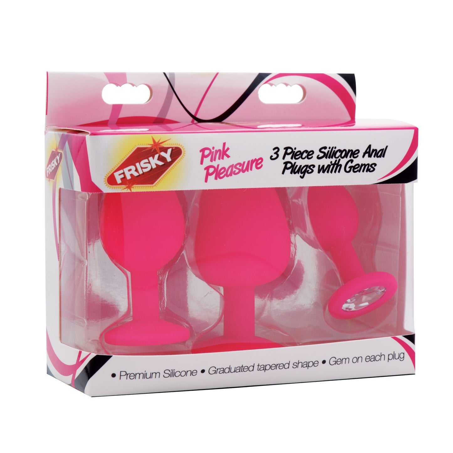 Pink Pleasure 3 Piece Silicone Anal Plugs with Gems - UABDSM