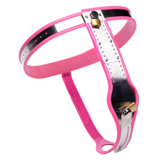 Pink Stainless Steel Adjustable Female Chastity Belt - UABDSM