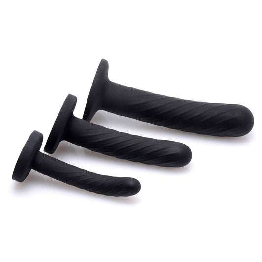Trinity Strap-On Silicone 3 Piece Dildo Set - Black Trinity Strap-On Silicone 3 Piece Dildo Set - Black - UABDSM