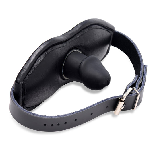 Leather Padded Silicone Penis Mouth Gag Leather Padded Silicone Penis Mouth Gag - UABDSM
