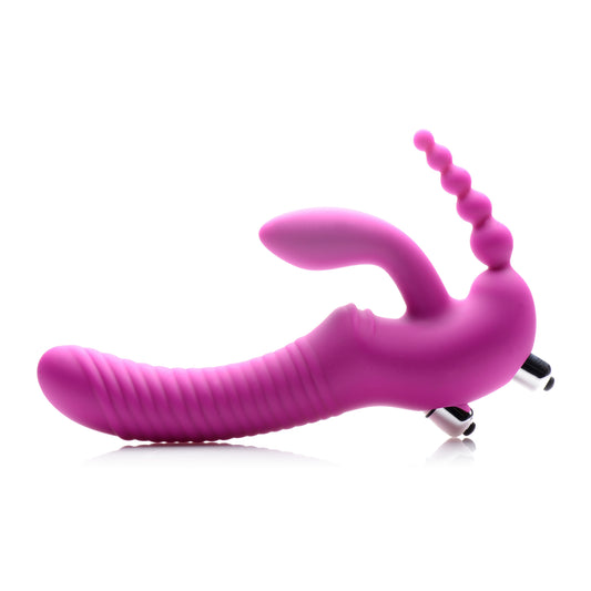 Regal Rider Vibrating Silicone Strapless Strap On Triple G Dildo - UABDSM