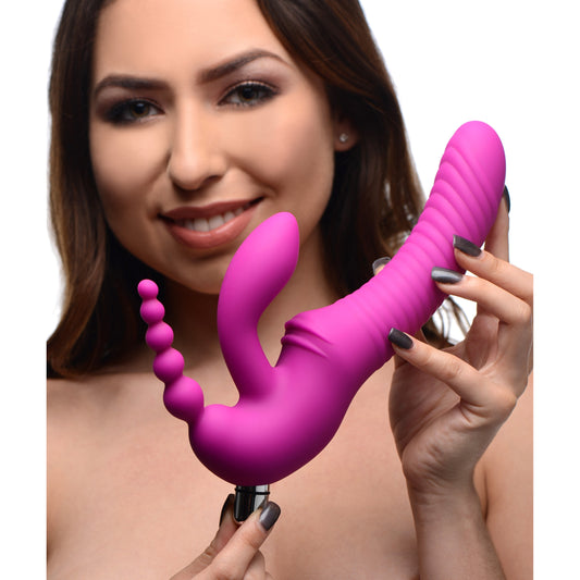 Regal Rider Vibrating Silicone Strapless Strap On Triple G Dildo Regal Rider Vibrating Silicone Strapless Strap On Triple G Dildo - UABDSM