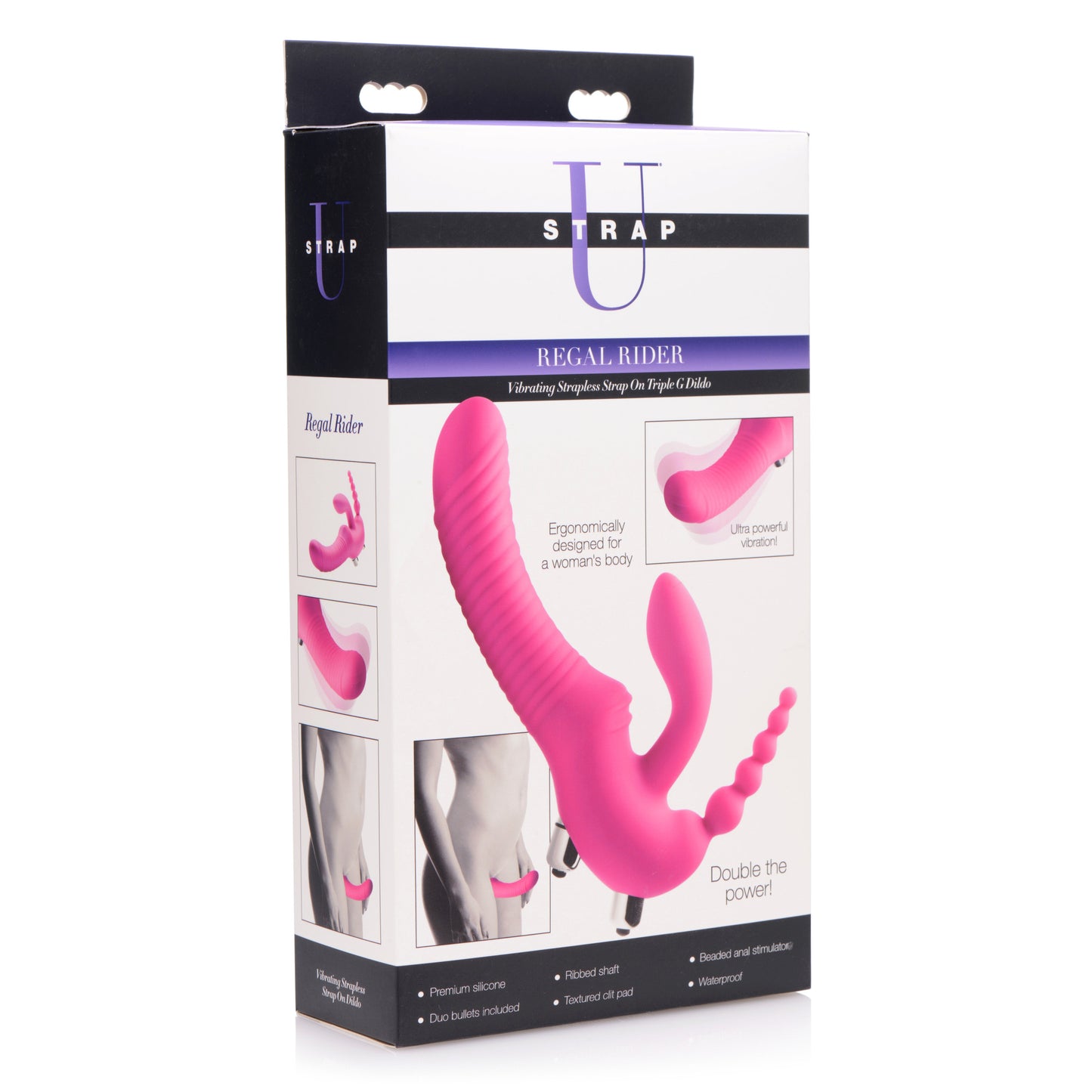 Regal Rider Vibrating Silicone Strapless Strap On Triple G Dildo - UABDSM