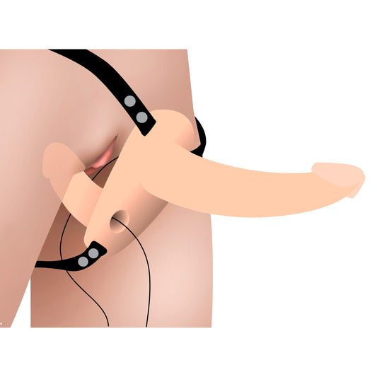 Power Pegger Silicone Vibrating Double Dildo with Harness Power Pegger Silicone Vibrating Double Dildo with Harness - UABDSM