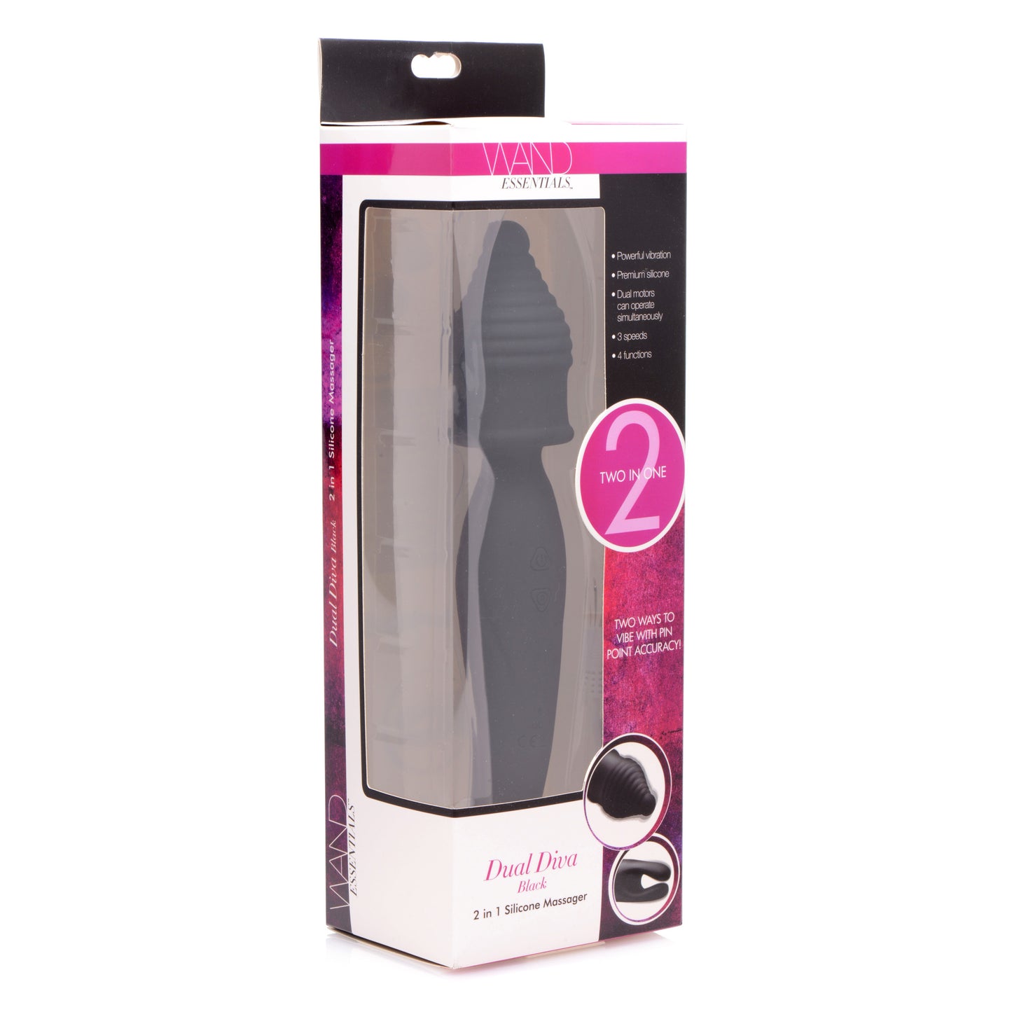 Dual Diva 2 in 1 Silicone Massager- Black - UABDSM
