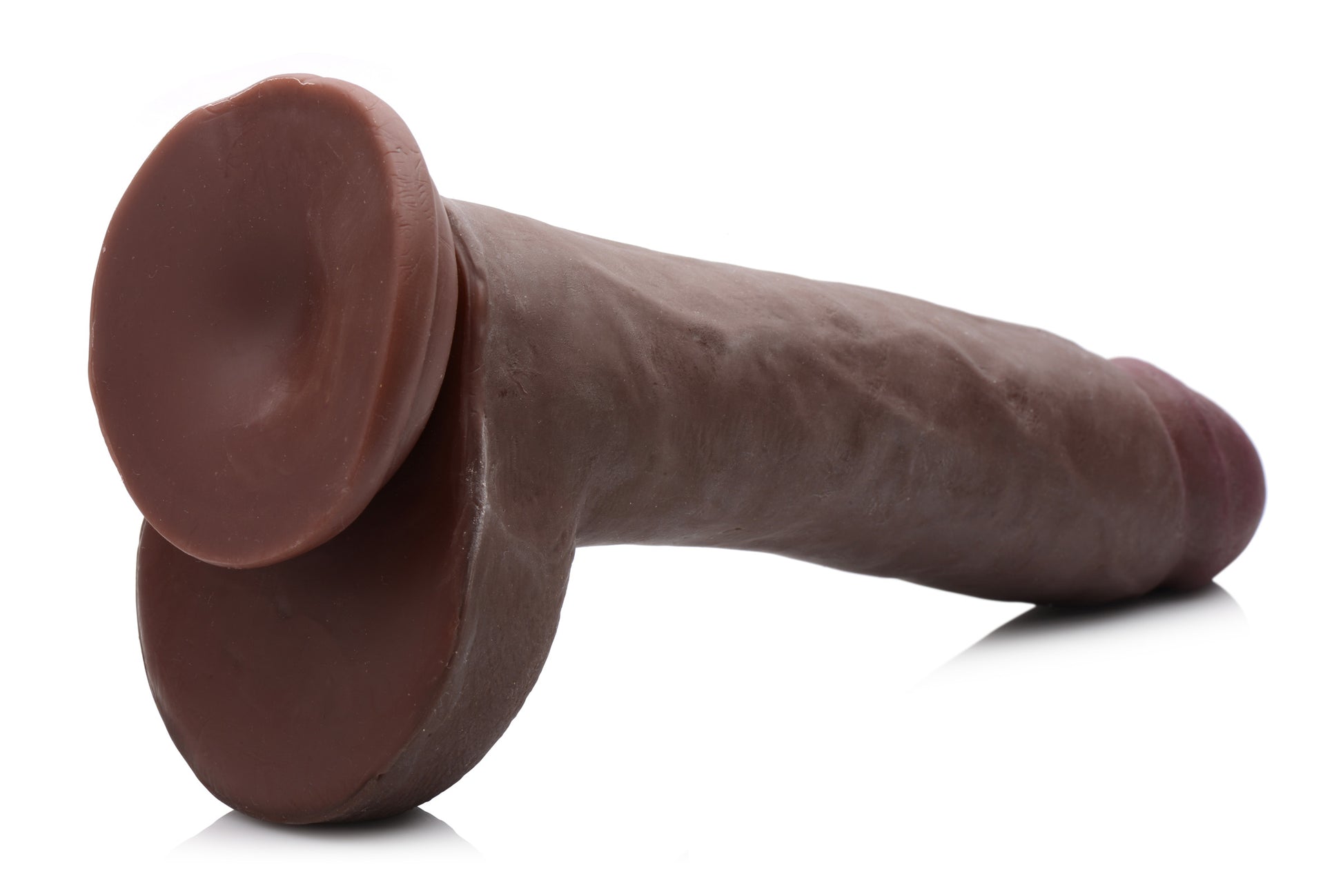 10 Inch Ultra Real Dual Layer Suction Cup Dildo- Dark Skin Tone - UABDSM