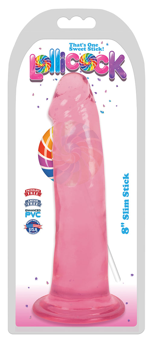 8 Inch Slim Stick Cherry Ice Dildo - UABDSM