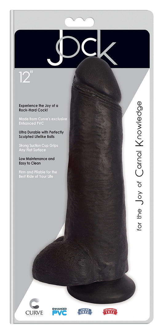 JOCK 12 Inch Dong with Balls Black - UABDSM