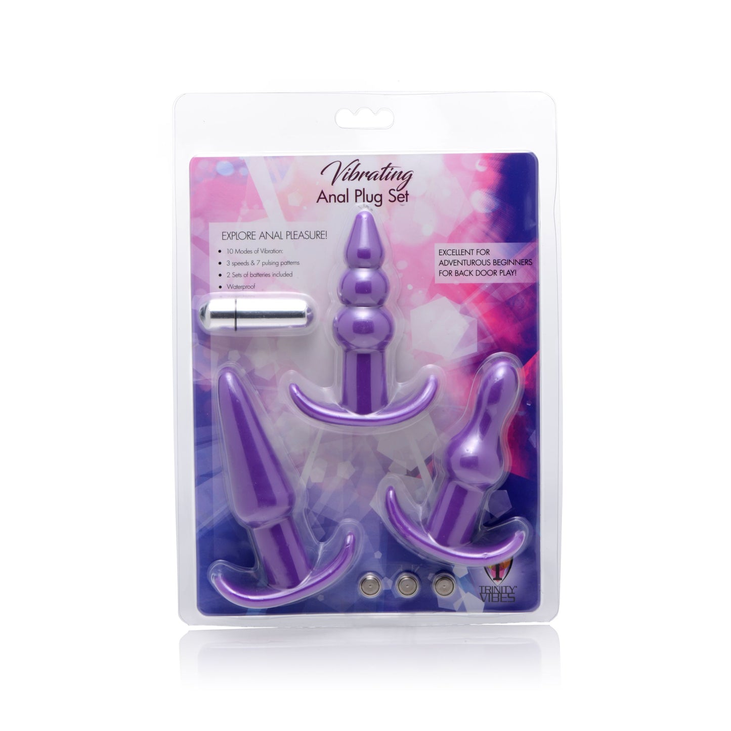 4 Piece Vibrating Anal Plug Set- Purple - UABDSM