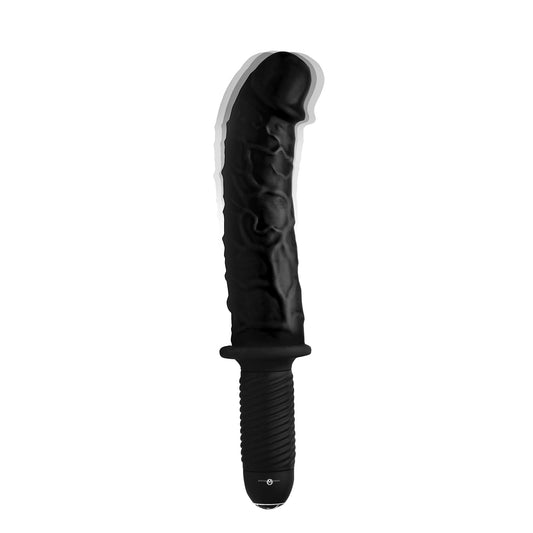 The Curved Dicktator 13 Mode Vibrating Giant Dildo Thruster - Black - UABDSM